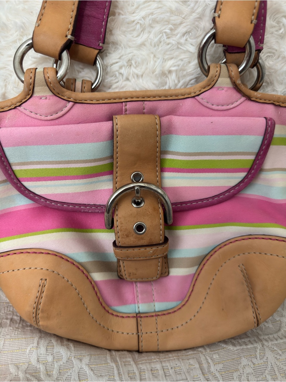 Coach Pink Striped Soho - Picture 2 of 11
